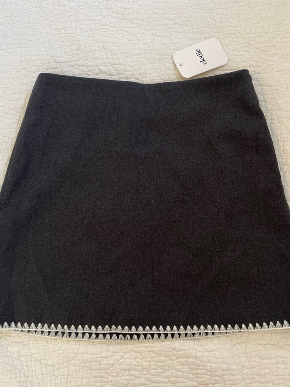 Charcoal Gray Women's Mini Skirt with White Trim